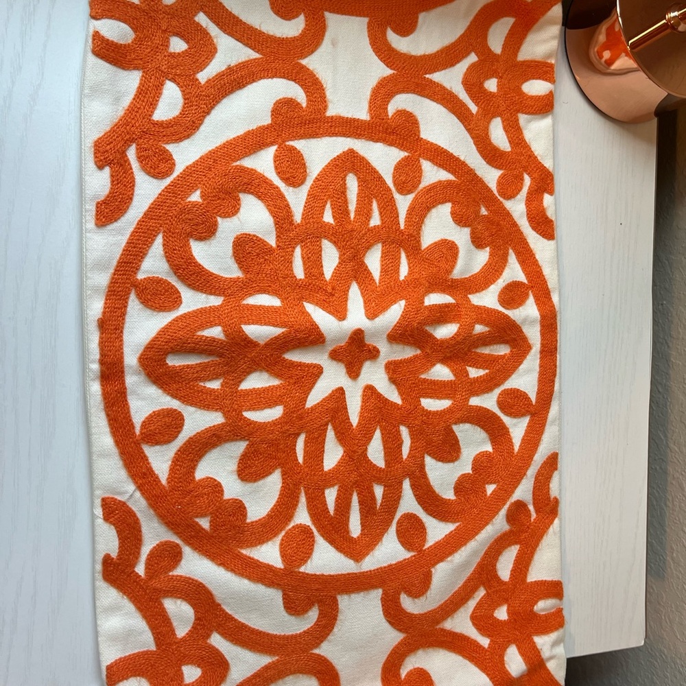 Decorative Pillow Case Orange and White Pattern